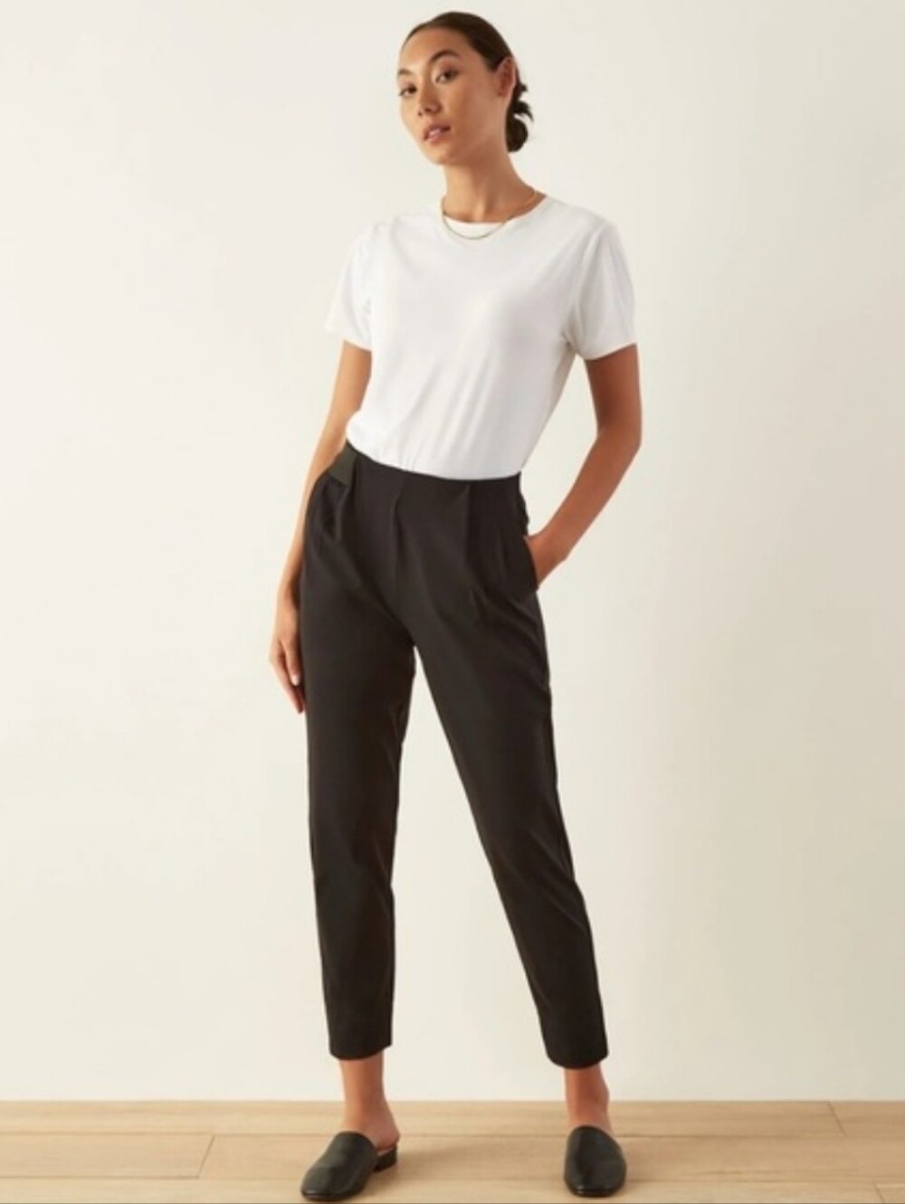ADAY Turn It Up A Day Tapered Solid Black Techcore Tech Jersey Knit Trouser Pant - Picture 2 of 15